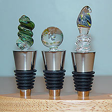 Lampwork glass bottle toppers